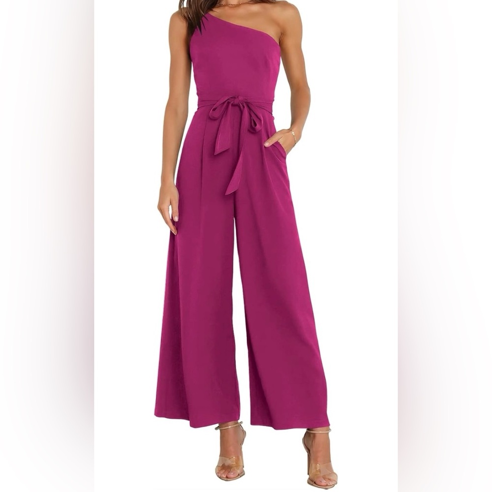 Elegant Magenta One-Shoulder Jumpsuit